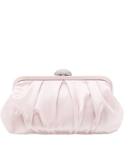 Nina Concord-pearl Rose Pleated Frame Clutch With Crystal Clasp - Pink