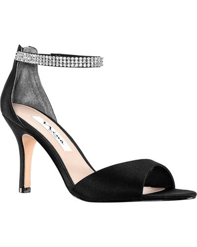 Nina Volanda-black Satin Crystal Ankle-strap High-heel Dressy Sandal