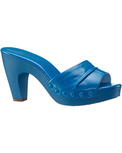 Nina Vibe-cobalt Blue Slide Sandal On A Platform Bottom