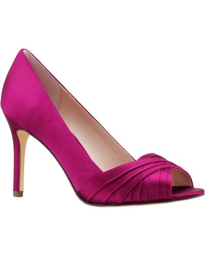 Nina Rhiyana-wine Satin Peep Toe High-heel Classic Pump - Purple