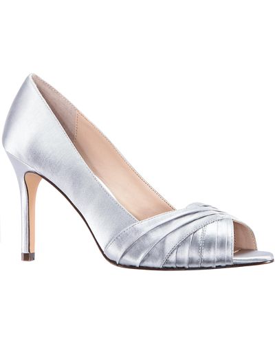 Nina Rhiyana-womens Silver Satin Peep Toe High-heel Classic Pump - Metallic