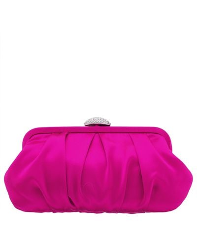Nina Concord-parfait Pink Pleated Frame Clutch With Crystal Clasp - Purple