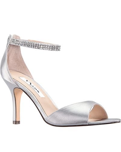 Nina Volanda-new Silver Satin Crystal Ankle-strap High-heel Dressy Sandal - Metallic
