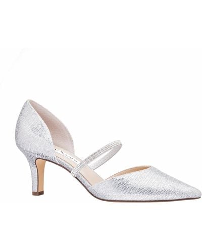 Nina Brystol-women's Silver Glitter Mid-heel D'orsay Dress Pump - White