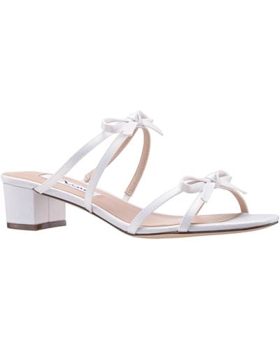 Nina Gaby-ivory Mid-heel Slide With Bows On A Block Heel - White
