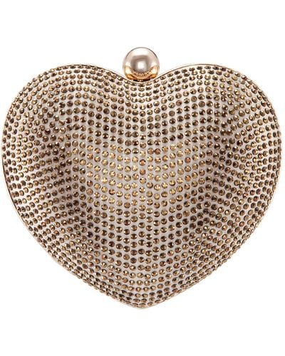 Nina Amorie-gold Crystal Heart-shaped Minaudiere - Natural