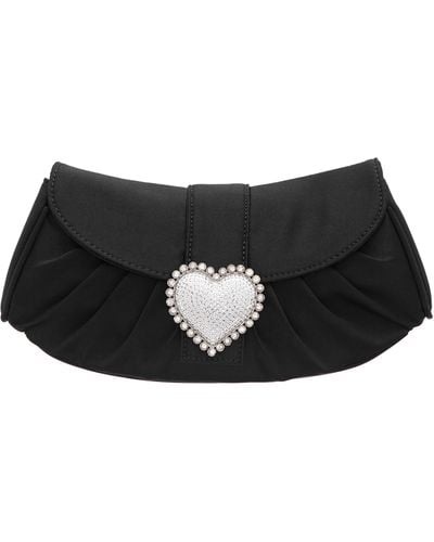 Nina Apolina-black Crystal Heart Adorned Clutch