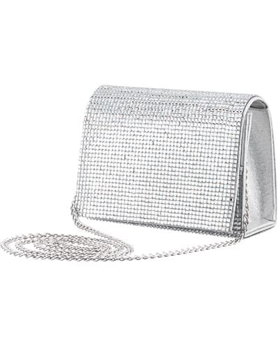 Nina Margot-silver Glass Crystal Crossbody Flap Bag - Metallic