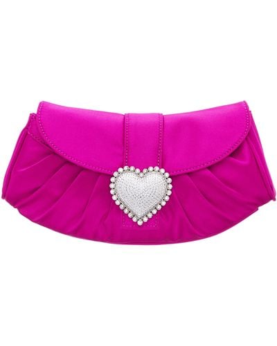 Nina Apolina-parfait Pink crystal Heart Adorned Clutch - Purple
