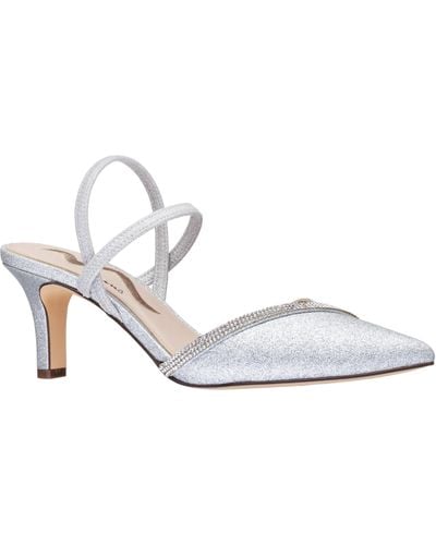 Nina Beckie-women's Silver Fine Glitter Mid-heel Closed-toe Pump - Metallic