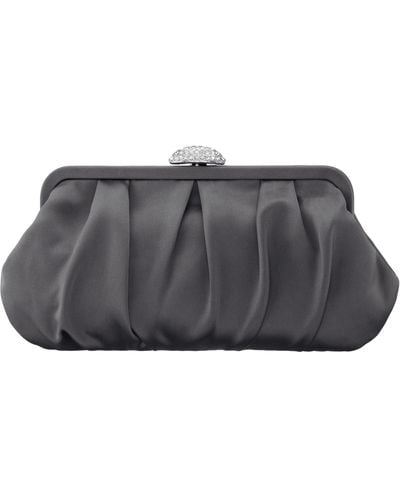 Nina Concord-stone Pleated Frame Clutch With Crystal Clasp - Gray