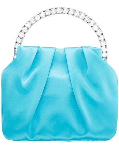 Nina Daphne-cielo Crystal Handle Satin Pouch Bag - Blue