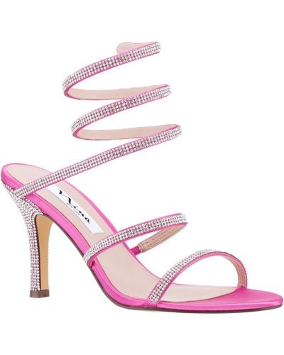 Nina Vetty-ultra Pink Satin Crystal High-heel Leg-wrap Dress Sandal