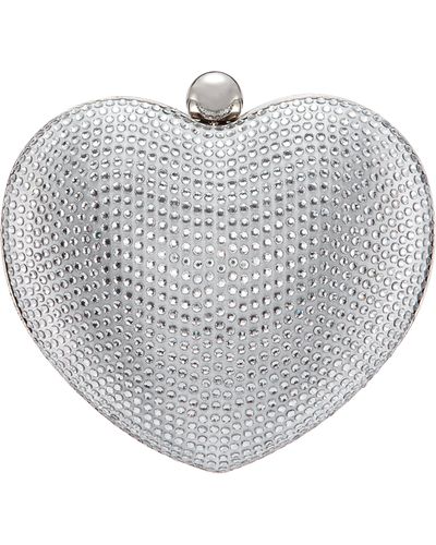 Nina Amorie-silver Crystal Heart-shaped Minaudiere - Grey
