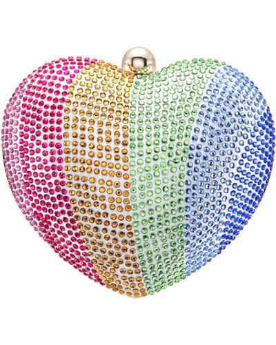 Nina Amorie-rainbow Crystal Heart-shaped Minaudiere - Multicolor