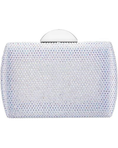 Nina Pacey-white Ab Allover Crystal Minaudiere
