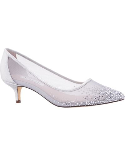Nina Sofie-true Silver Suedette Low Heel Point Toe Classic Dress Pump - White