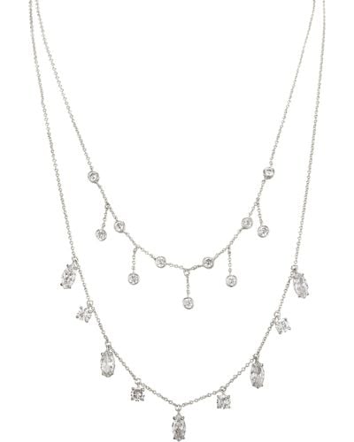 Nina Aura Silvertone & Crystal Layered Necklace - Metallic