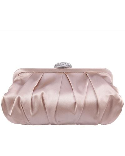Nina Concord-champagne Pleated Frame Clutch With Crystal Clasp - Pink