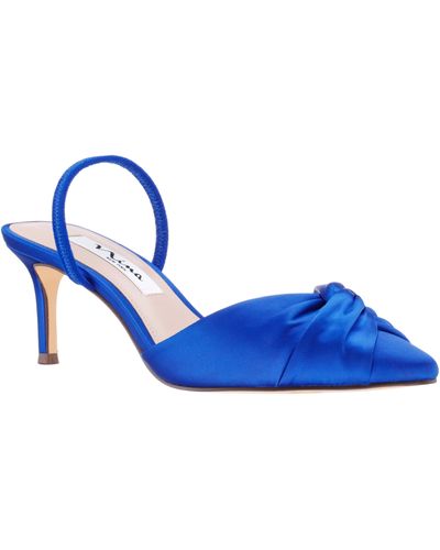 Nina Nemera-electric Blue Satin Mid-heel Slingback Pointy-toe Pump