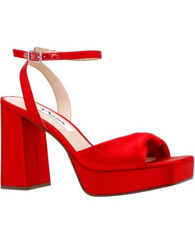 Nina Stacie-red Satin Block High-heel Platform Sandal
