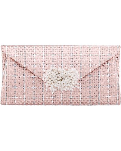 Nina Bunnie-rose Gold/silver Small Clutch With Crystal Ornament - Pink