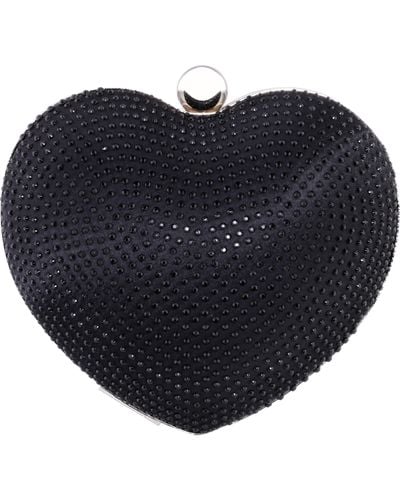 Nina Amorie-black Crystal Heart-shaped Minaudiere - Blue