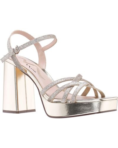Nina Sarina-womens Platino Glitter Block-heel Platform Sandal - Metallic