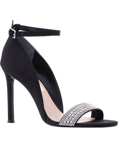Nina Drenka-womens Black Satin Crystal Ankle-strap D'orsay Stiletto-heel Pump