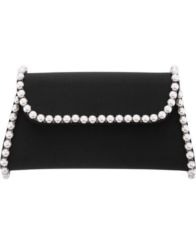 Nina Trysta-black pearl Trim Trapezoid Flap Bag