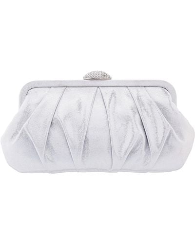Nina Concord-true Silver Pleated Frame Clutch With Crystal Clasp - Multicolour