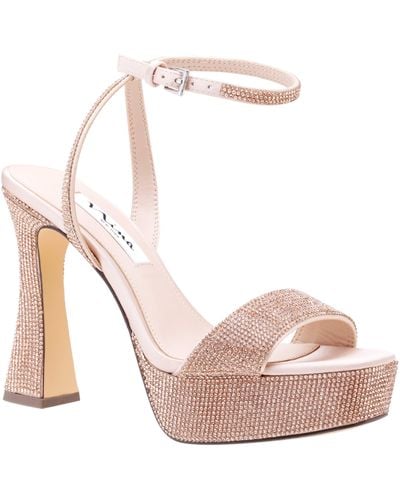 Nina Stacie-red Satin Block High-heel Platform Sandal