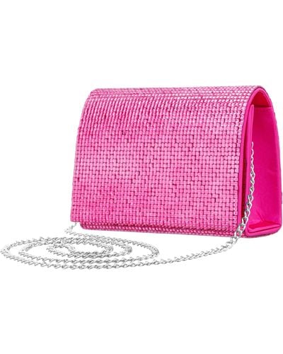 Nina Margot-ultra Pink Glass Crystal Crossbody Flap Bag