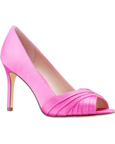 Nina Rhiyana-ultra Pink Satin Peep Toe High-heel Classic Pump