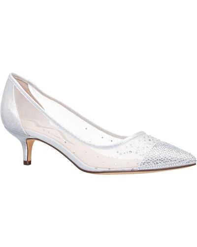 Nina Sammie-womens Silver Mesh Low-heel Pointy-toe Pumps - White