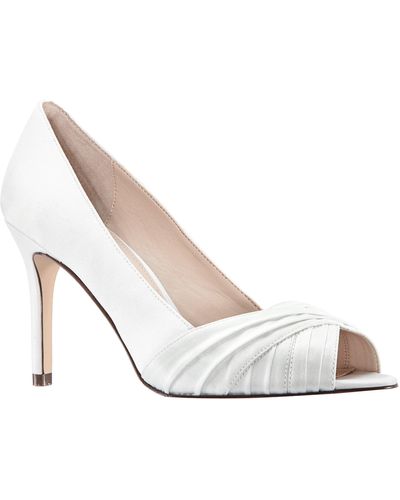 Nina Rhiyana-womens Ivory Satin Peep Toe High-heel Classic Pump - White