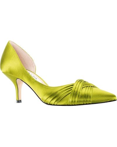 Nina Blakely-zest Satin Pointy-toe D'orsay Mid-heel Dress Pump - Yellow