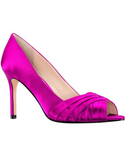 Nina Rhiyana-womens Persian Rose Satin Peep Toe High-heel Classic Pump - Pink