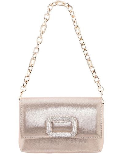 Nina Jenny-taupe Shoulder Bag With Crystal Ornament And Strap - Gray