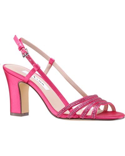 Nina Avaley-kisses Satin With Crystals High Heel Slingback Sandal - Pink