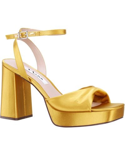 Nina Stacie-ochre Satin Block High-heel Platform Sandal - Metallic