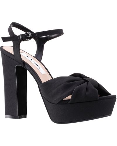 Nina Skylynn-womens Black Peau Stiletto Block-heel Platform Sandal - Blue