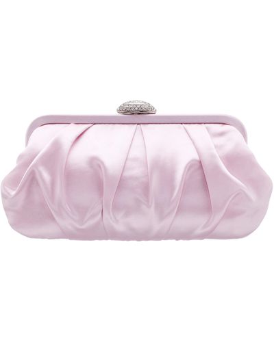 Nina Concord-rose Mist Pleated Frame Clutch With Crystal Clasp - Purple