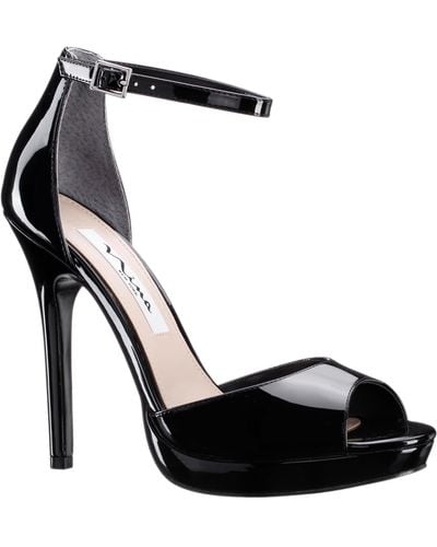 Nina Famia-black Patent Leatherette Platform Stiletto Dress Sandal