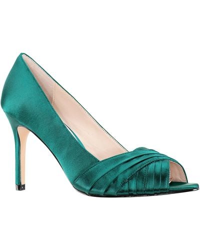 Nina Rhiyana-womens Oasis Satin Peep Toe High-heel Classic Pump - Green