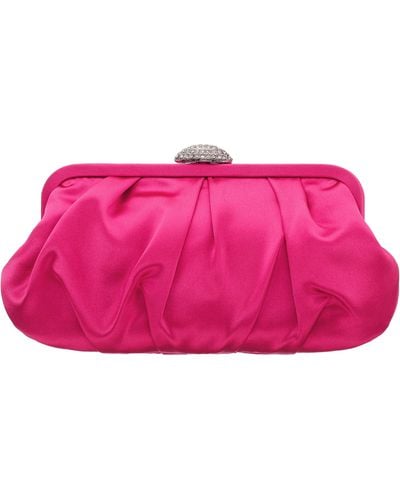 Nina Concord-kisses Pleated Frame Clutch With Crystal Clasp - Pink