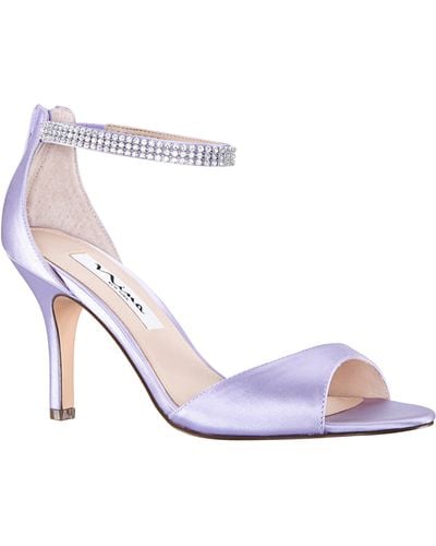 Nina Volanda-royal Lilac Satin Crystal Ankle-strap High-heel Dressy Sandal - Purple