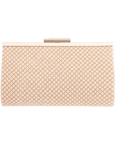 Nina Willow-champagne/gold Beaded Pattern Frame Clutch - Pink