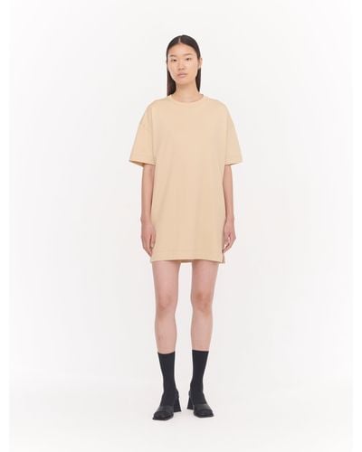 NINETY PERCENT Natalie T-shirt Dress In Warm Sand - Natural