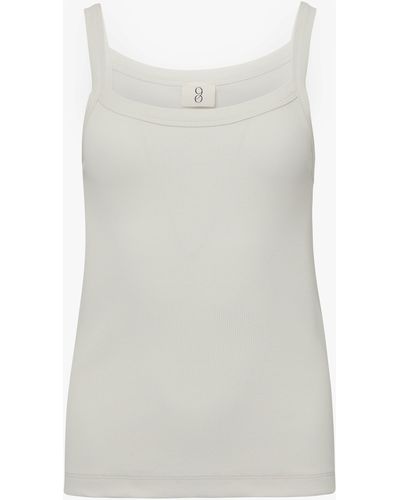 NINETY PERCENT Ava Tank In Forest Green - White